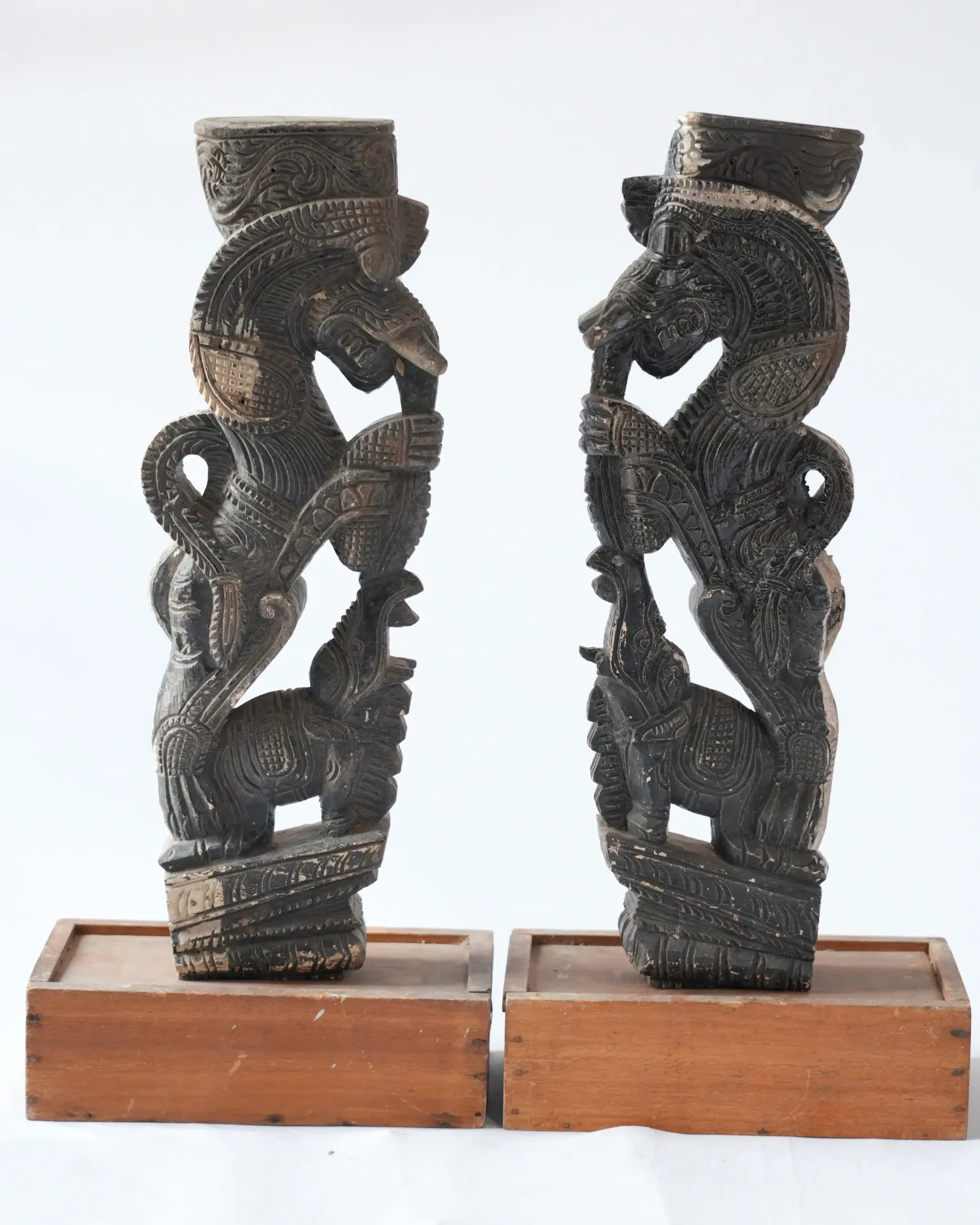 Antique Yali Temple Brackets (Pair)