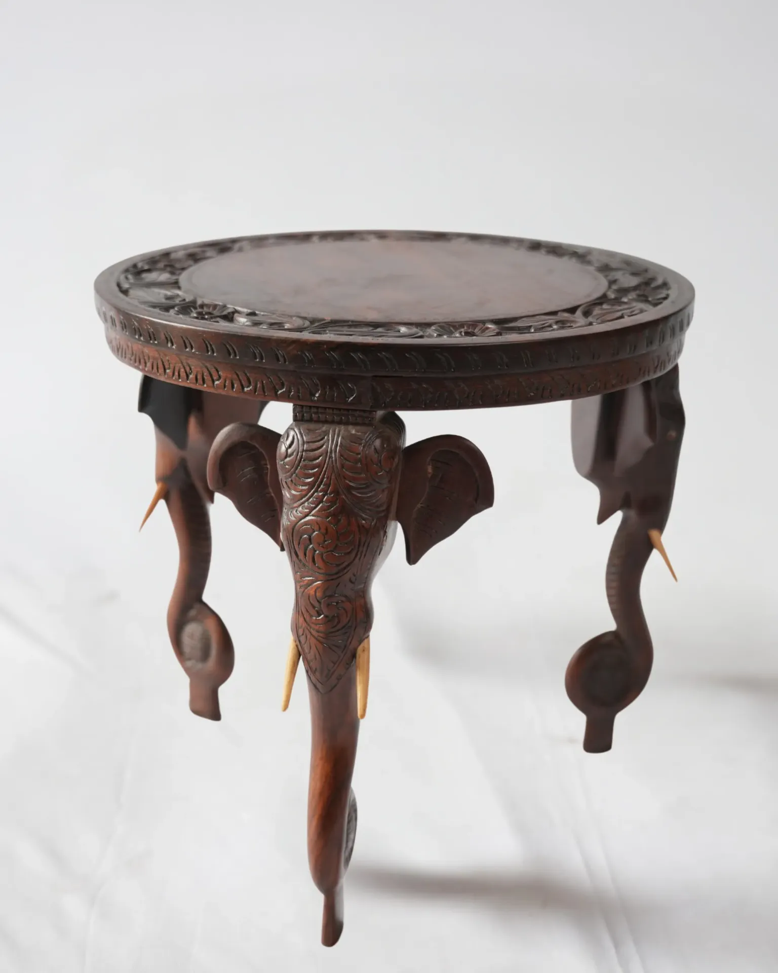 Heritage Elephant-Head Round Side Table