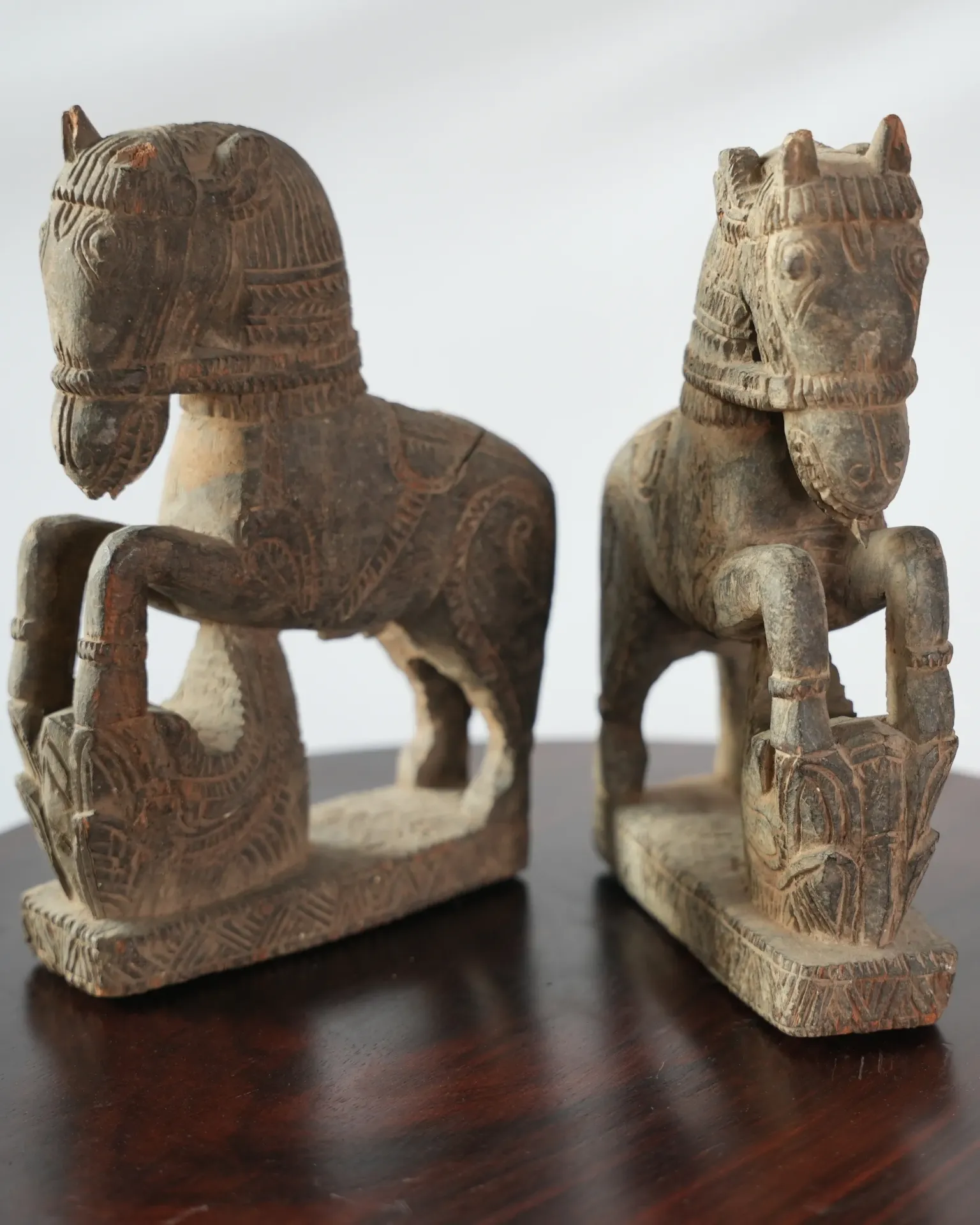 Antique Folk Carved Horse Figures (Pair)