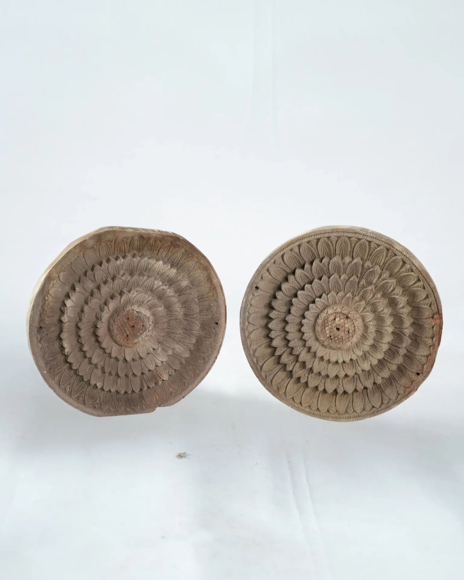 Antique Carved Lotus Medallion Ceiling Bosses (Pair)