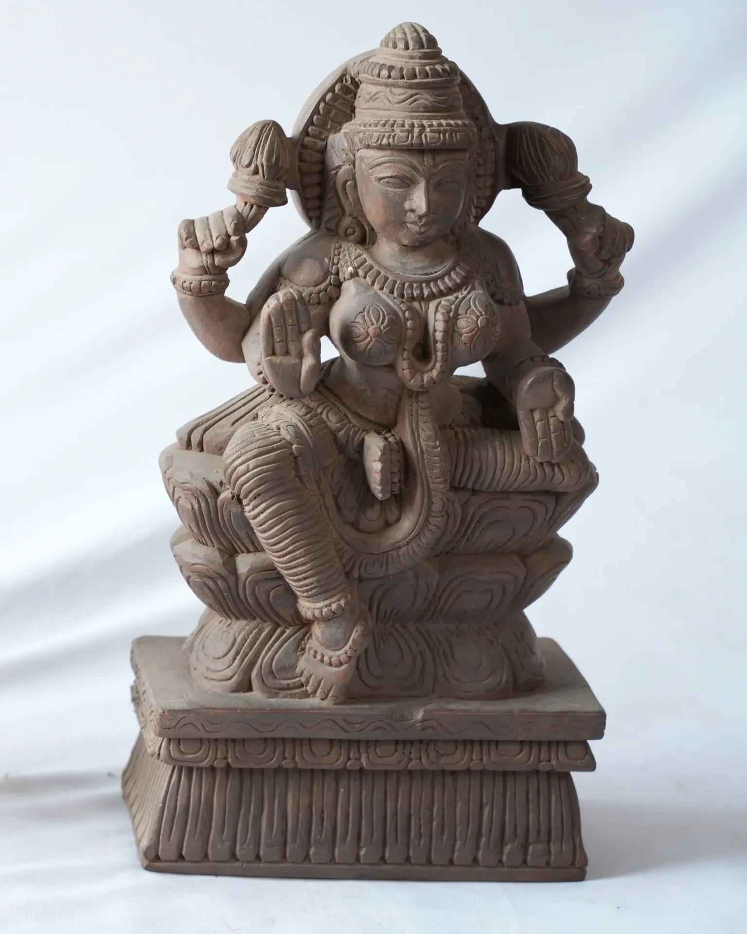Carved Seated Goddess Lakshmi