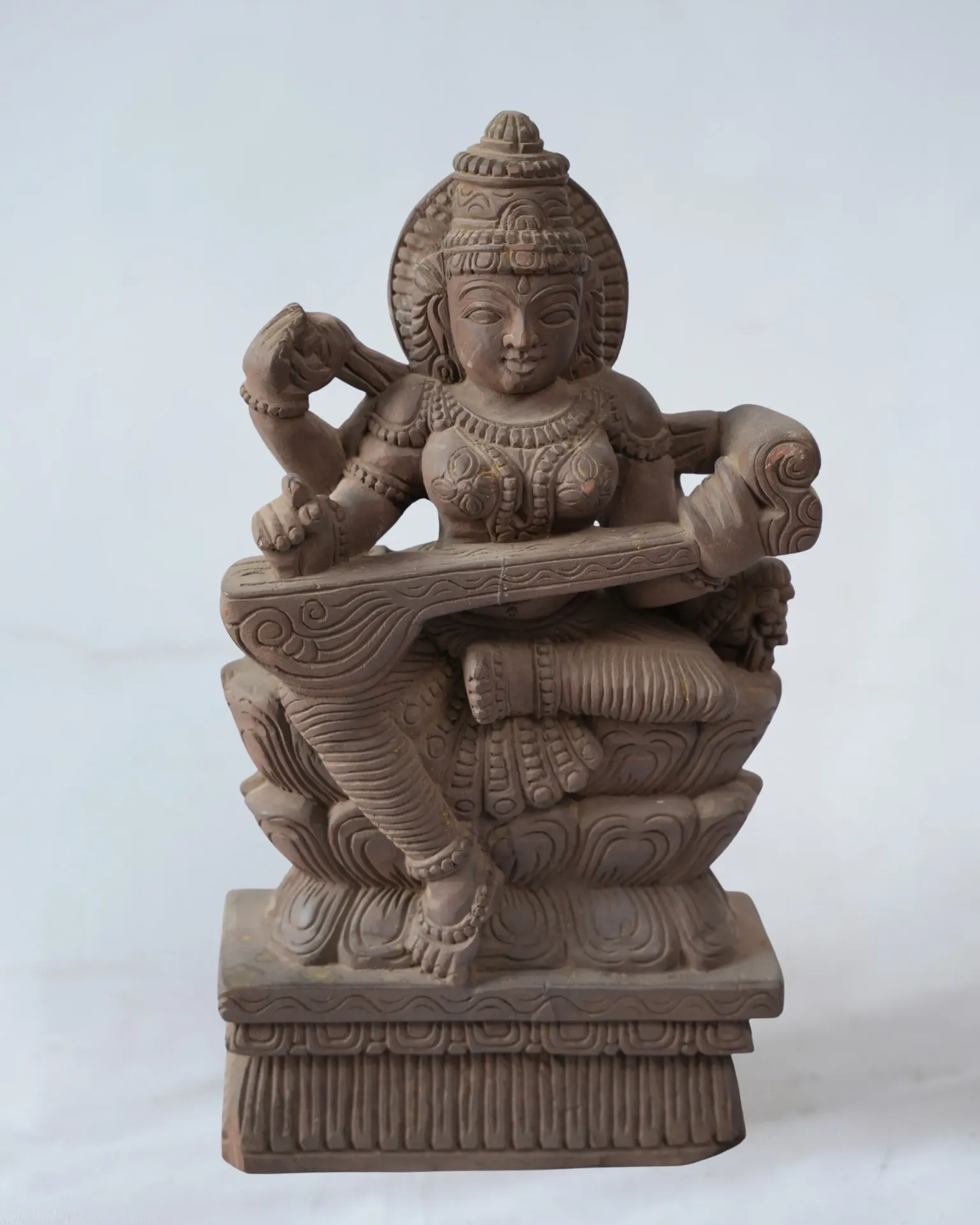 Carved Seated Goddess Saraswati