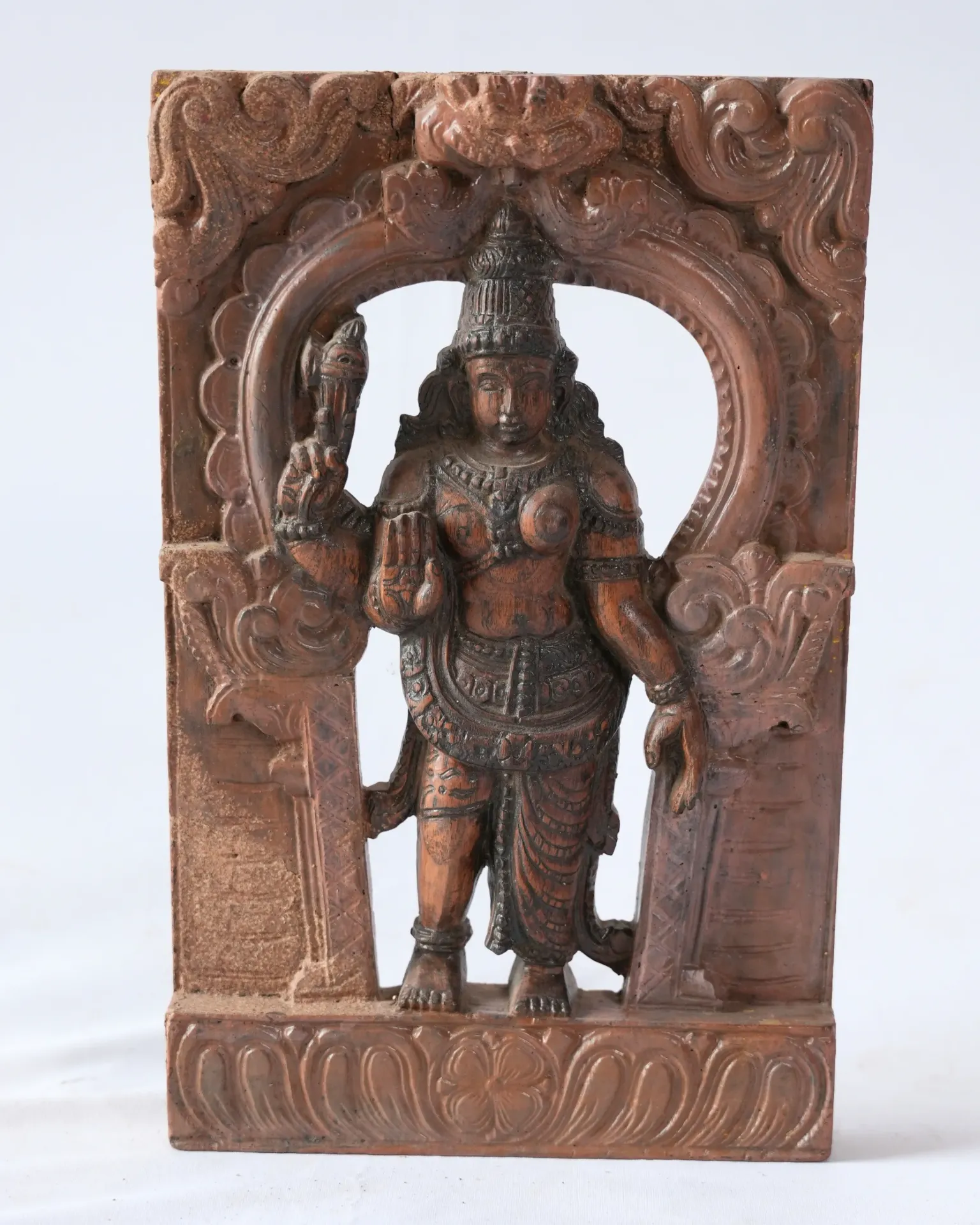 Antique Ardhanarishvara Wood Panel